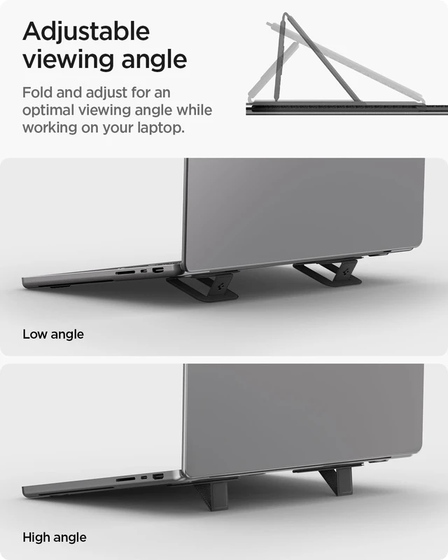 Alt view image 5 of 7 - Slim Fold Adhesive Laptop Stand 2 Piece Foldable Portable Dual Ergonomic Angle Adjustment Lift Anti-Slip for MacBook Pro, MacBook Air 11"-16" & More