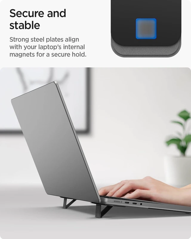 Alt view image 6 of 7 - Slim Fold Adhesive Laptop Stand 2 Piece Foldable Portable Dual Ergonomic Angle Adjustment Lift Anti-Slip for MacBook Pro, MacBook Air 11"-16" & More