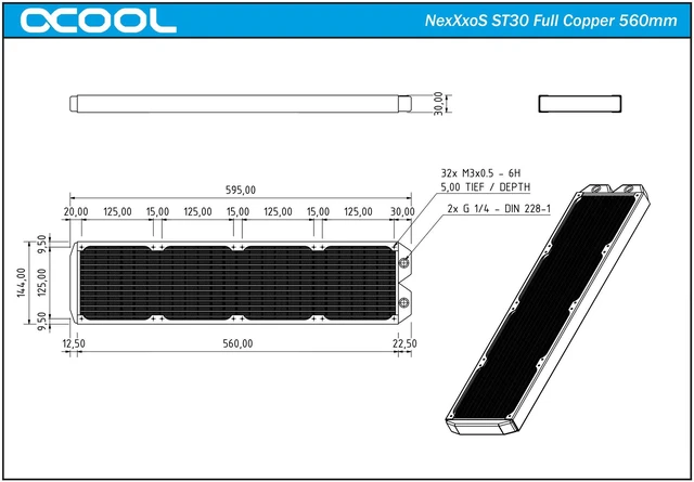 Alt view image 5 of 5 - NexXxoS ST30 Full Copper 560mm Radiator (14199) Full Copper Construction (Fins, Channels, and Chambers), 560mm Length, Separated Chambers for High Flow Rates