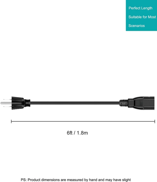 Alt view image 6 of 6 - 3D Printer Power Cord for Creality Ender & CR & Sermoon Series,18AWG Universal Replacement 3 Prong AC Power Cable (10 Feet)
