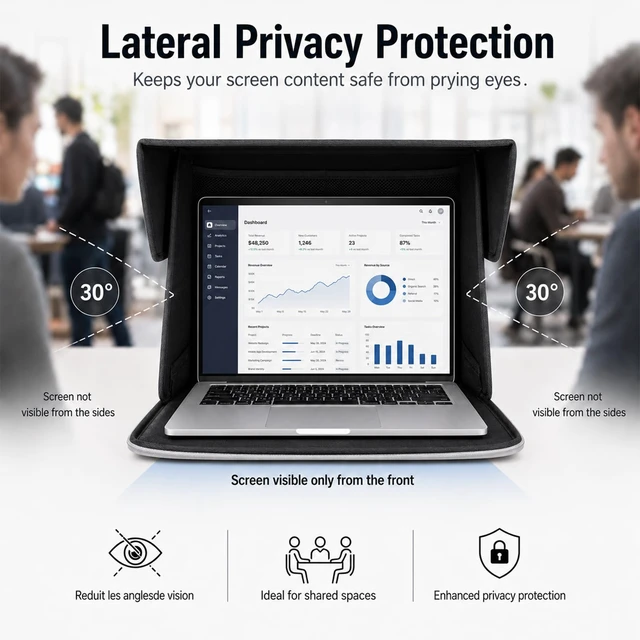 Alt view image 3 of 7 - Laptop Sun Shade Tent for 12-16 Inch Laptops, 2-in-1 Convertible Carry Bag with Anti-Glare Privacy Shield, UV Heat Reflective & Water-Resistant Outdoor Cover for Beach, Travel & Working Outside