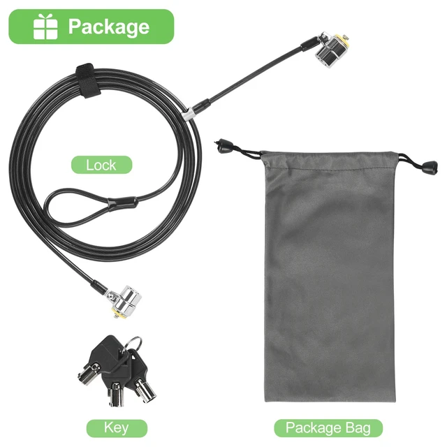 Alt view image 7 of 7 - Daul Head Twin Cable Lock Lock for LaptopsMonitor 3 Keys 6.7Foot Lock Two Devices At The Same Time