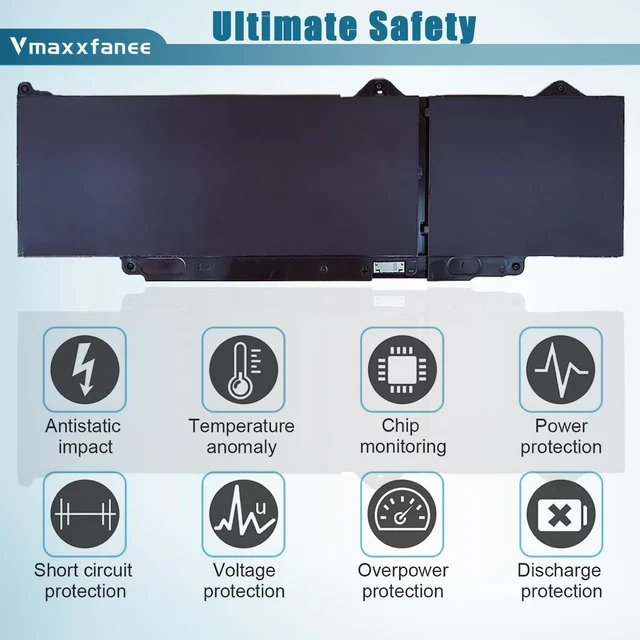 Alt view image 4 of 7 - DR02P R73TC Laptop Battery Replacement for Dell Latitude 5540 5440 Precision 3580 3590 3480 3490 Series DR02P 803W6 0803W6 2X1V9 02X1V9 54Wh 11.4V 4623mAh