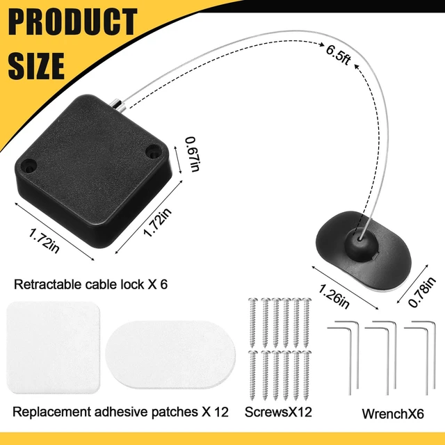 Alt view image 2 of 7 - 6 Pcs 6.5 ft Retractable Remote Leash, Cable Lock for Television Remote Control Tether Cord, Adjustable Line Stop, Adhesive Anchor, Screw Mount Option, Curved Surface Strap for Home Office
