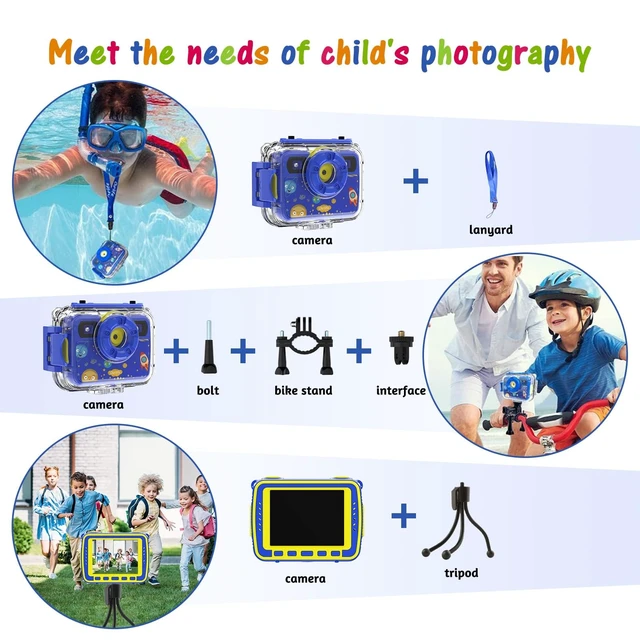 Alt view image 3 of 7 - 1080P Waterproof Camera Underwater Digital for Video No Card-2.4'' IPS Screen Waterproof Camera Photography Gifts