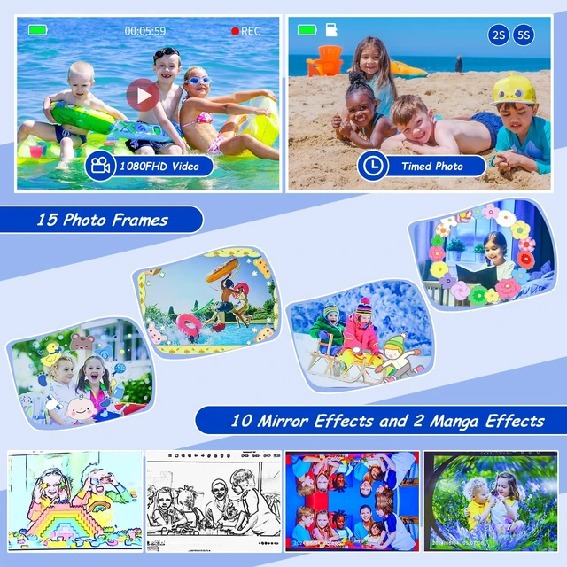 Alt view image 5 of 7 - 1080P Waterproof Camera Underwater Digital for Video No Card-2.4'' IPS Screen Waterproof Camera Photography Gifts