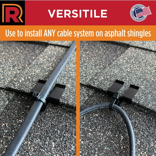 Alt view image 2 of 5 - Multi-Purpose Roof Clips with UV Resistant Zip Ties Black Anodized Aluminum Roof Clip to Secure Heat Tape & Other Cables in Asphalt Shingle Roofs (10 Clips + 10 Zip Ties)
