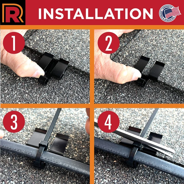 Alt view image 4 of 5 - Multi-Purpose Roof Clips with UV Resistant Zip Ties Black Anodized Aluminum Roof Clip to Secure Heat Tape & Other Cables in Asphalt Shingle Roofs (10 Clips + 10 Zip Ties)