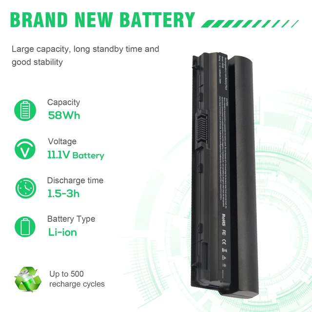 Alt view image 3 of 7 - New Laptop Battery for Dell Latitude E6120 E6220 E6230 E6320 E6330 E6430S,Fits P/N:312-1239 312-1241 312-1381 312-1446 451-11980 NGXCJ RFJMW,5200mAh 6Cells