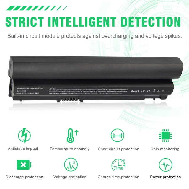 Alt view image 2 of 7 - New Laptop Battery for Dell Latitude E6120 E6220 E6230 E6320 E6330 E6430S,Fits P/N:312-1239 312-1241 312-1381 312-1446 451-11980 NGXCJ RFJMW,5200mAh 6Cells