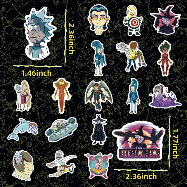 Alt view image 2 of 7 - Rick and Morty Stickers Set of 100, Waterproof Anime Decals (8+ Years) Officially Licensed Easy Peel Removable Residue-Free Vinyl Decals