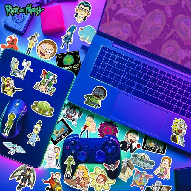 Alt view image 5 of 7 - Rick and Morty Stickers Set of 100, Waterproof Anime Decals (8+ Years) Officially Licensed Easy Peel Removable Residue-Free Vinyl Decals