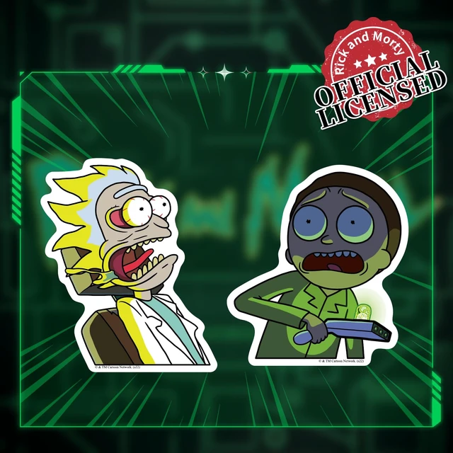 Alt view image 3 of 7 - Rick and Morty Stickers Set of 100, Waterproof Anime Decals (8+ Years) Officially Licensed Easy Peel Removable Residue-Free Vinyl Decals