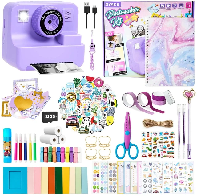 Main image of Kids Instant Print Camera with DIY Journal Kit 1080P Selfie Digital Camera for Girls & Boys Ages 3-12, 200+ Accessories, Christmas & Birthday Gifts (Purple)