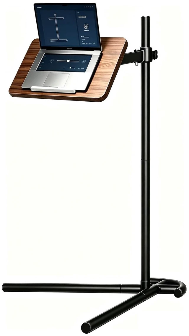 Main image of Adjustable Laptop Stand Floor, Height Adjustable Portable Desk with Tilting Tabletop, Walnut Brown (Walnut)