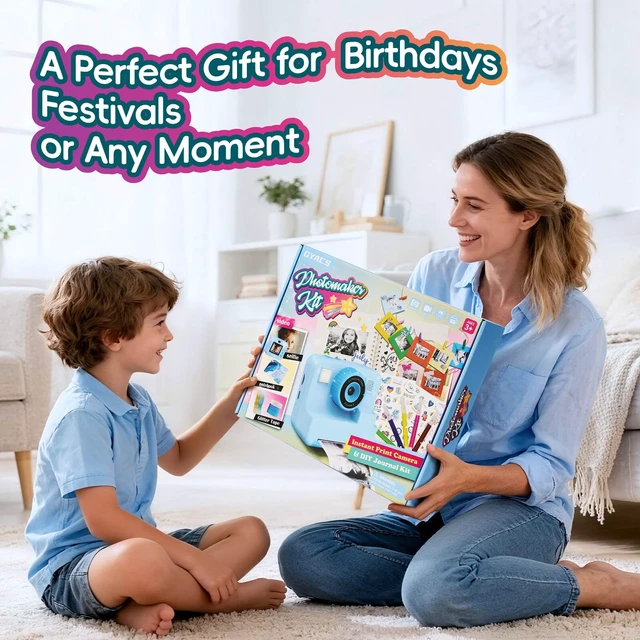 Alt view image 7 of 7 - Kids Instant Print Camera with DIY Journal Kit 1080P Selfie Digital Camera for Girls & Boys Ages 3-12, 200+ Accessories, Christmas & Birthday Gifts (Blue)