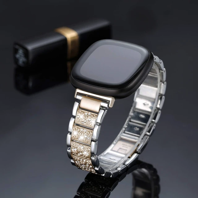 Alt view image 2 of 6 - Bling Bands Compatible with fitbit Sense 2/Sense/Versa 4/Versa 3, Women Replacement Wristbands Dressy Luxurious Bracelet for Ladies