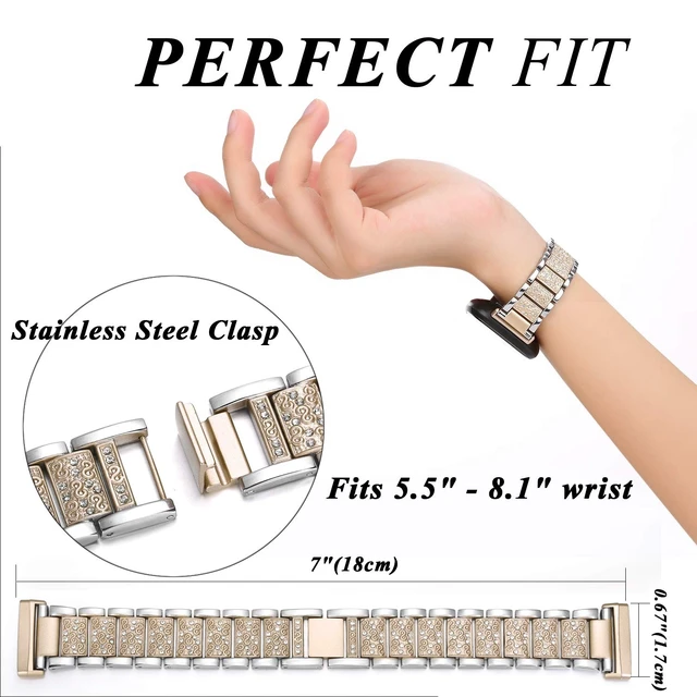 Alt view image 3 of 6 - Bling Bands Compatible with fitbit Sense 2/Sense/Versa 4/Versa 3, Women Replacement Wristbands Dressy Luxurious Bracelet for Ladies