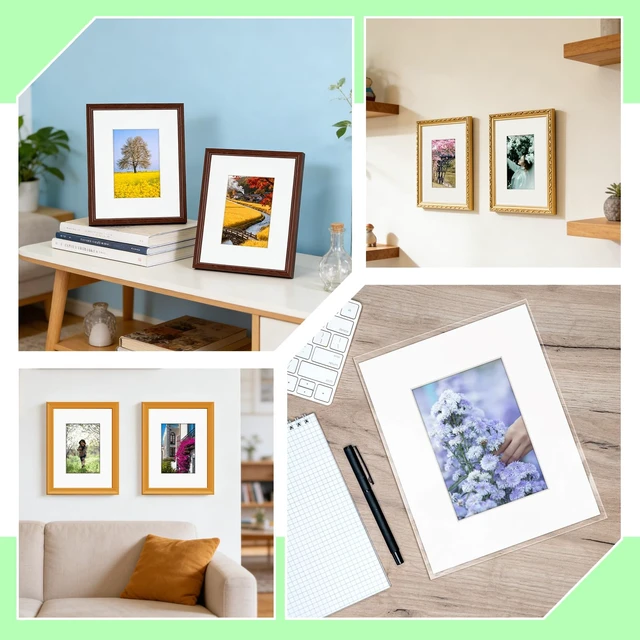 Alt view image 4 of 7 - 15 Set 8x10 White Picture Mats with Backing Boards and Bags for 5x7 Pictures, Frame Mattes Display Photo Paper Mat with Core Bevel Cut Clear Plastic Sleeves for Photos Paintings Prints