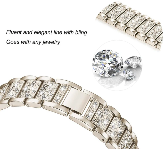 Alt view image 3 of 7 - Bling Bands Compatible with fitbit Sense 2/Sense/Versa 4/Versa 3, Women Replacement Wristbands Dressy Luxurious Bracelet for Ladies