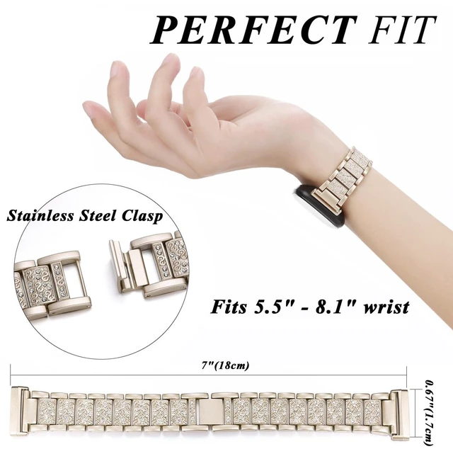 Alt view image 5 of 7 - Bling Bands Compatible with fitbit Sense 2/Sense/Versa 4/Versa 3, Women Replacement Wristbands Dressy Luxurious Bracelet for Ladies