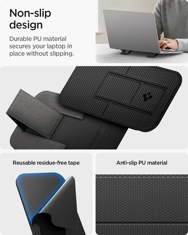 Alt view image 7 of 7 - Slim Fold Adhesive Laptop Stand 2 Piece Foldable Portable Dual Ergonomic Angle Adjustment Lift Anti-Slip for MacBook Pro, MacBook Air 11"-16" & More