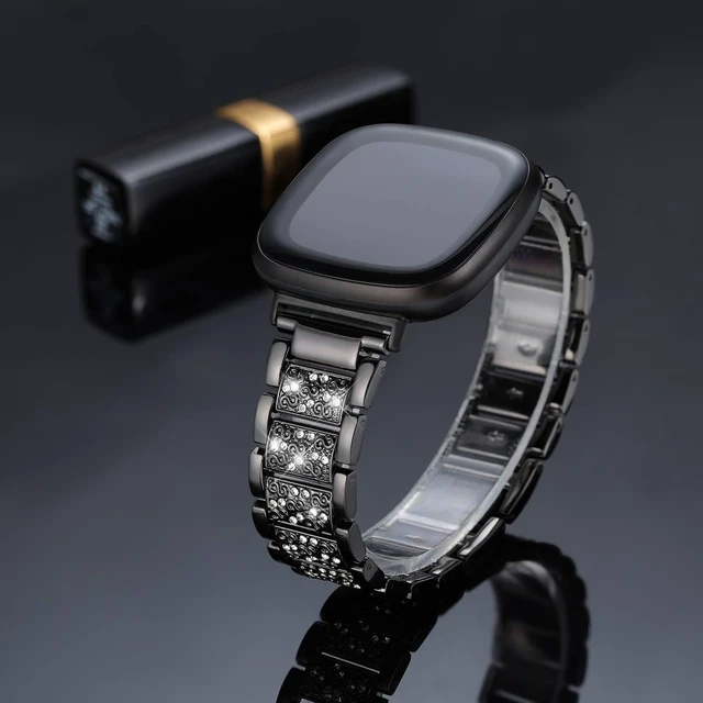 Alt view image 2 of 6 - Bling Bands Compatible with fitbit Sense 2/Sense/Versa 4/Versa 3, Women Replacement Wristbands Dressy Luxurious Bracelet for Ladies