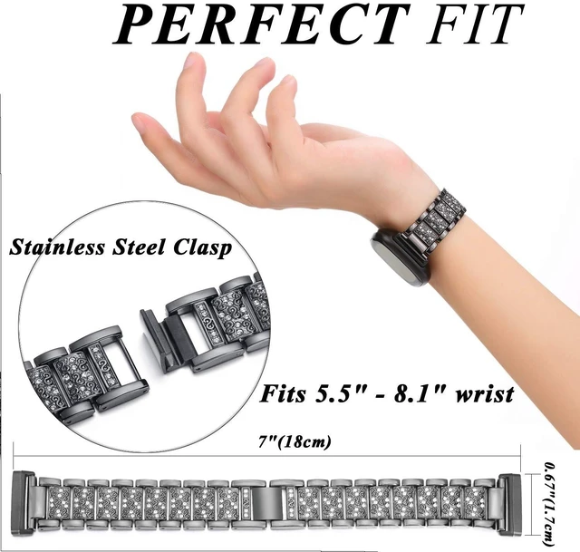 Alt view image 4 of 6 - Bling Bands Compatible with fitbit Sense 2/Sense/Versa 4/Versa 3, Women Replacement Wristbands Dressy Luxurious Bracelet for Ladies