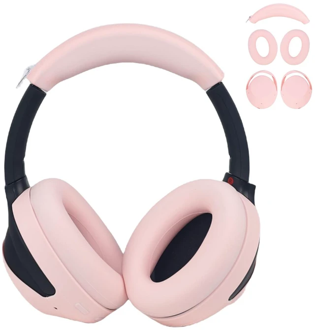 Main image of XM4 Sweat Covers Accessories for Sony WH-1000XM4 - Custom Pink Soft Silicone Case, 3-in-1 Headphone Covers with Ear Cover & Headband Cover & Shell Protector, Sweatproof & Washable