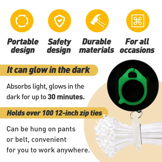 Alt view image 3 of 7 - 6 PCS Zip Tie Organizer Glows in The Dark, Lightweight Cable Tie Holder for Easy Organization Without Waste - Reusable Zip Tie Tool - Zip Tie Holder