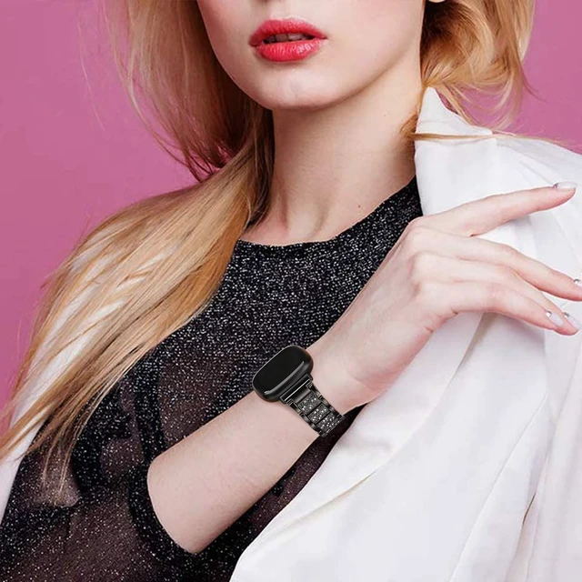 Alt view image 5 of 6 - Bling Bands Compatible with fitbit Sense 2/Sense/Versa 4/Versa 3, Women Replacement Wristbands Dressy Luxurious Bracelet for Ladies