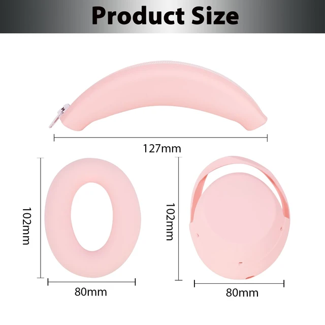 Alt view image 5 of 7 - XM4 Sweat Covers Accessories for Sony WH-1000XM4 - Custom Pink Soft Silicone Case, 3-in-1 Headphone Covers with Ear Cover & Headband Cover & Shell Protector, Sweatproof & Washable