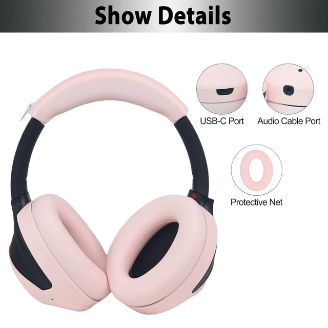 Alt view image 6 of 7 - XM4 Sweat Covers Accessories for Sony WH-1000XM4 - Custom Pink Soft Silicone Case, 3-in-1 Headphone Covers with Ear Cover & Headband Cover & Shell Protector, Sweatproof & Washable