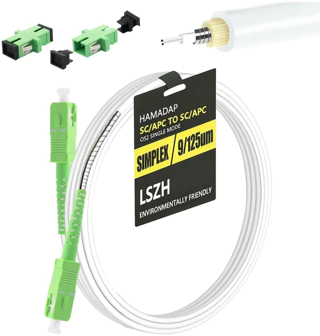 Main image of 16FT Armored SC/APC Fiber Optic Internet Cable for Modem Relocation Pet Proof Single Mode Patch Cord for Verizon Fios, AT&T, Google Fiber, LSZH White OS2 Internet Extension Cable