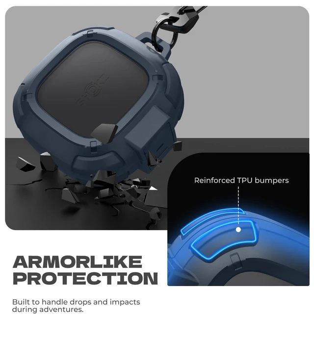 Alt view image 4 of 6 - for Shokz OpenFit 2 Case with Drop-Proof Lock, Shockproof Rugged Bumper Cases Protective Cover with Carabiner & Keyring & Cleaner Kit for Shokz OpenFit 2 (2025) Blue