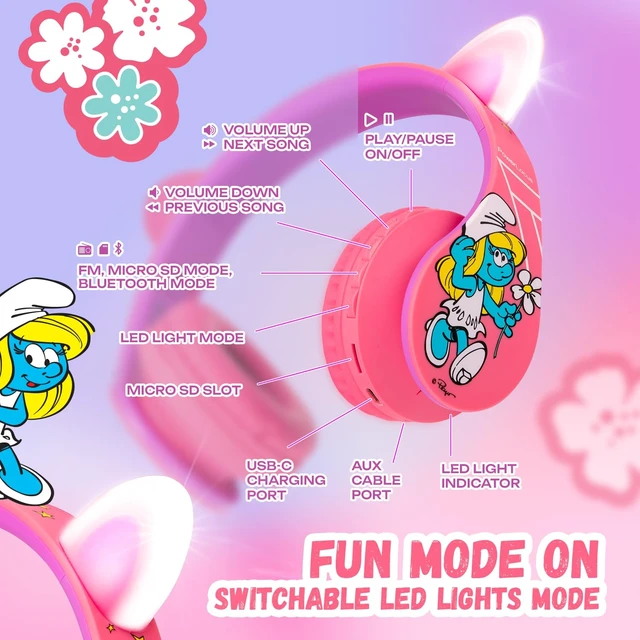 Alt view image 2 of 7 - Bluetooth Headphones for Kids, Wireless Foldable Headphones Over Ear, Headphone with Microphone, 85/94dB Volume Limit, Wireless and Wired Headset with Micro SD, FM for Phones/Tablets/PC/TV