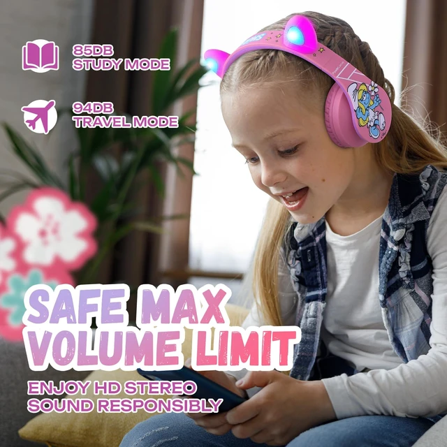 Alt view image 3 of 7 - Bluetooth Headphones for Kids, Wireless Foldable Headphones Over Ear, Headphone with Microphone, 85/94dB Volume Limit, Wireless and Wired Headset with Micro SD, FM for Phones/Tablets/PC/TV