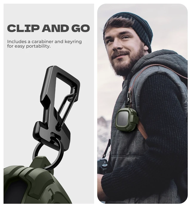 Alt view image 5 of 6 - for Shokz OpenFit 2 Case with Drop-Proof Lock, Shockproof Rugged Bumper Cases Protective Cover with Carabiner & Keyring & Cleaner Kit for Shokz OpenFit 2 (2025) Green
