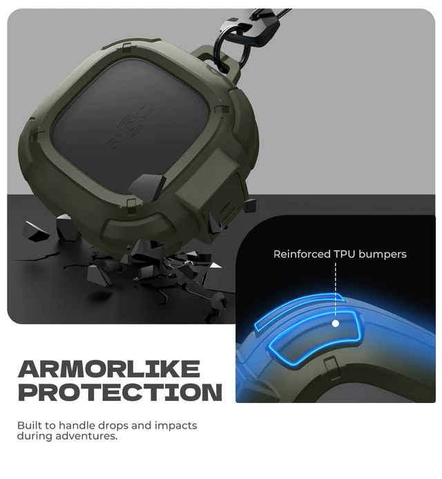 Alt view image 4 of 6 - for Shokz OpenFit 2 Case with Drop-Proof Lock, Shockproof Rugged Bumper Cases Protective Cover with Carabiner & Keyring & Cleaner Kit for Shokz OpenFit 2 (2025) Green