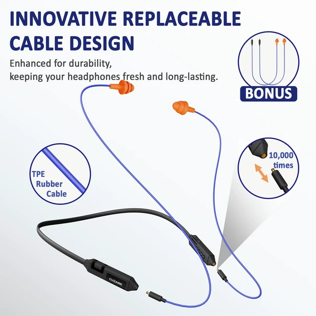 Alt view image 4 of 7 - Bluetooth Earplug Headphones for Work, Replacement Buds, 30H Battery 29 dB Noise Reduction Ear Protection, OSHA Compliant, Extra Pair Included, for Safety in Noisy Workplaces, Neckband Earbuds