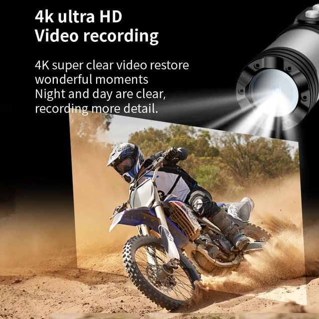 Alt view image 7 of 7 - 4K Ultra HD Action Camera for Shooting Sports, Motorcycle Bike Helmet Camera Front Dash cam with Wi-Fi Connection, Remote Control and Loop Recording with 64G Card, JD-08BM-4K