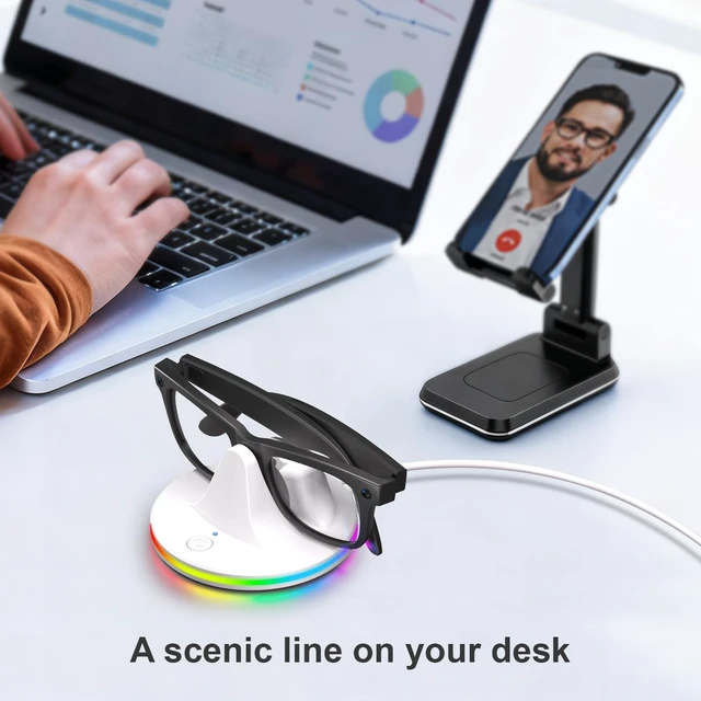 Alt view image 5 of 7 - Charging Dock for Meta Glasses Ray-Ban: Wayfarer, Skyler, Headliner & Oakley HSTN Smart Glasses Charger with LED Power Status Light, Cloud Dancer White