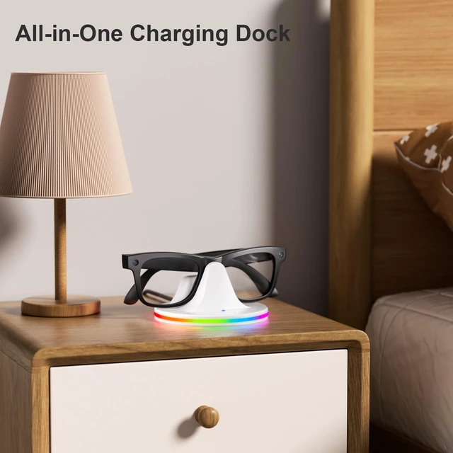 Alt view image 6 of 7 - Charging Dock for Meta Glasses Ray-Ban: Wayfarer, Skyler, Headliner & Oakley HSTN Smart Glasses Charger with LED Power Status Light, Cloud Dancer White
