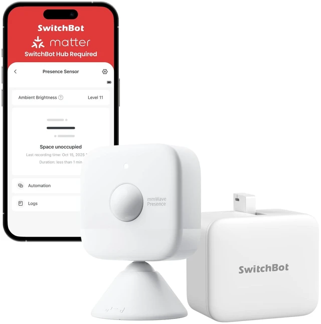 Main image of Smart mmWave Radar Motion Sensor, Bluetooth Presence Sensor with Dynamic Detection & Zone Positioning, Compatible with Alexa, HomeKit & Apple Home (Presence Sensor&Bot)