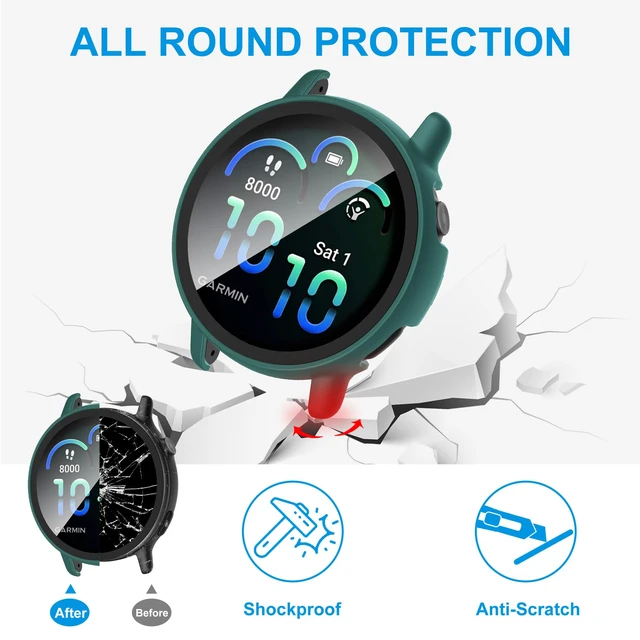 Alt view image 4 of 6 - 6 Pack Case for Garmin Vivoactive 6 with Tempered Glass Screen Protector, Shockproof Hard PC Bumper Protective Cover Compatible with Garmin Vivoactive 6