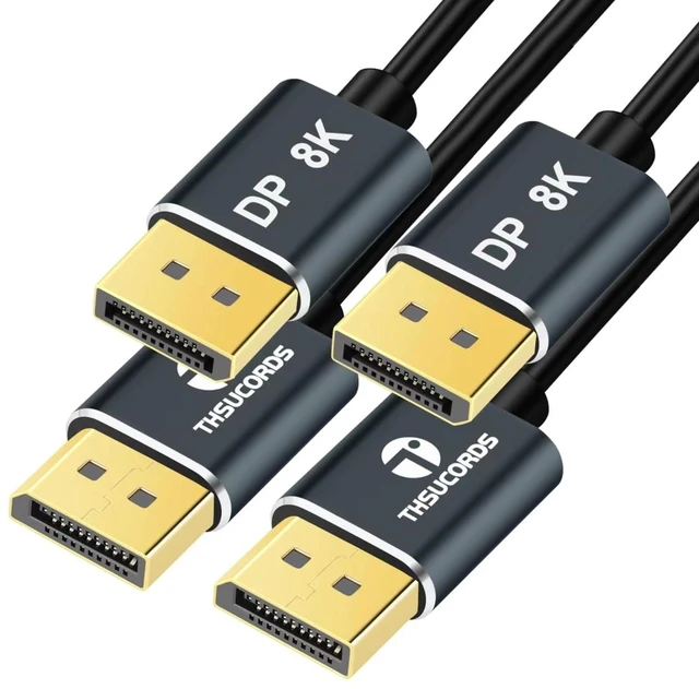 Main image of DisplayPort 1.6FT 2Pack, Certified Ultra Slim & Thin 8K 4K DP Cable Support 8K@60Hz, 4K@144Hz 32.4Gbps for Laptop, PC, Monitor