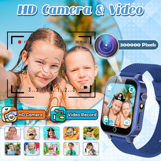 Alt view image 6 of 7 - Kids Smart Watch for Boys Ages 3-12 with 2 HD Screen Protector Game Watch 26 Puzzle Games, HD Video Selfie Camera, Rugged Metal Case Shockproof, Music Player, Learning Cards, Non-slip Adjustable Band