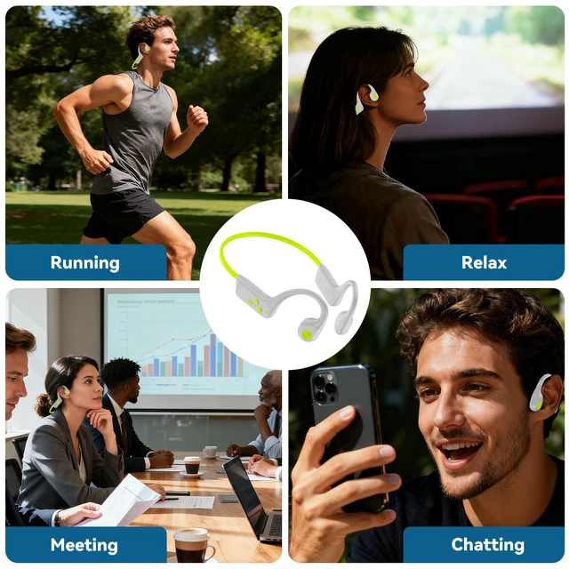 Alt view image 7 of 7 - Bone Conduction Headphones with Mic, Open Ear Earbuds Type-C Quick Charge, Long Battery Life, IPX5 Sweatproof, Lightweight Comfortable for Gym, Sports, and Driving-Grey