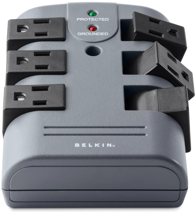 Main image of Power Strip Surge Protector - 6 Rotating AC Multiple Outlets, Flat Pivot Plug - Heavy Duty Wall Outlet Extender for Home, Office, Travel, Computer Desktop & Phone Charging Brick (1,080 Joules)