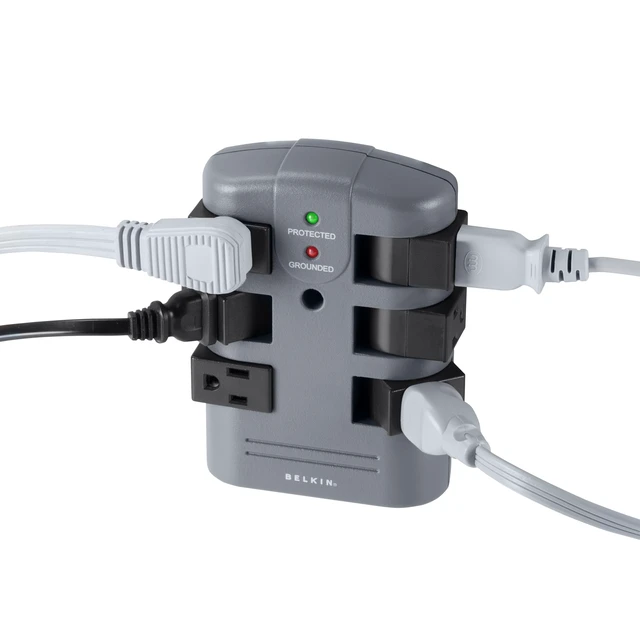 Alt view image 3 of 6 - Power Strip Surge Protector - 6 Rotating AC Multiple Outlets, Flat Pivot Plug - Heavy Duty Wall Outlet Extender for Home, Office, Travel, Computer Desktop & Phone Charging Brick (1,080 Joules)